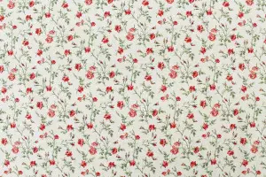 TISSU COTON PETITES FLEURS ROMANTQUE ROSE/BLANC