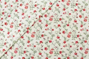 TISSU COTON PETITES FLEURS ROMANTQUE ROSE/BLANC