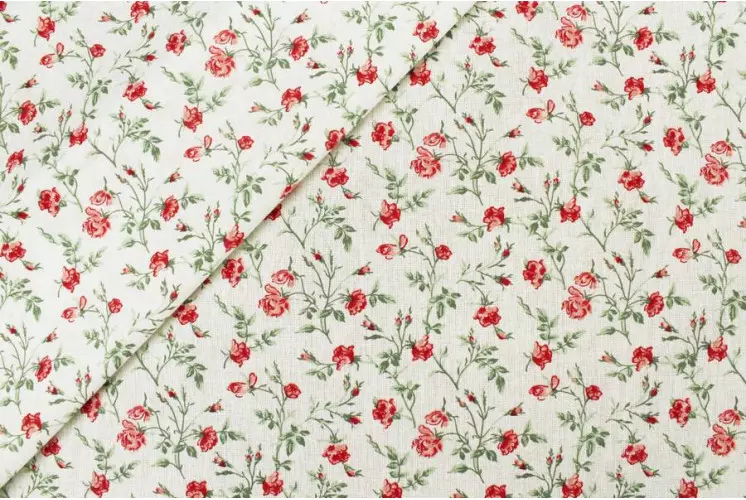 TISSU COTON PETITES FLEURS ROMANTQUE ROSE/BLANC