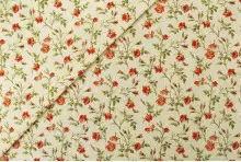 TISSU COTON PETITES FLEURS ROMANTQUE CORAIL/IVOIRE