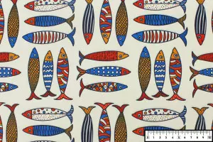 TOILE NAPPAGE ANTI-TACHES POISSONS BLANC