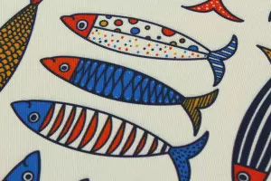 TOILE NAPPAGE ANTI-TACHES POISSONS BLANC