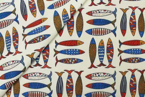 TOILE NAPPAGE ANTI-TACHES POISSONS BLANC