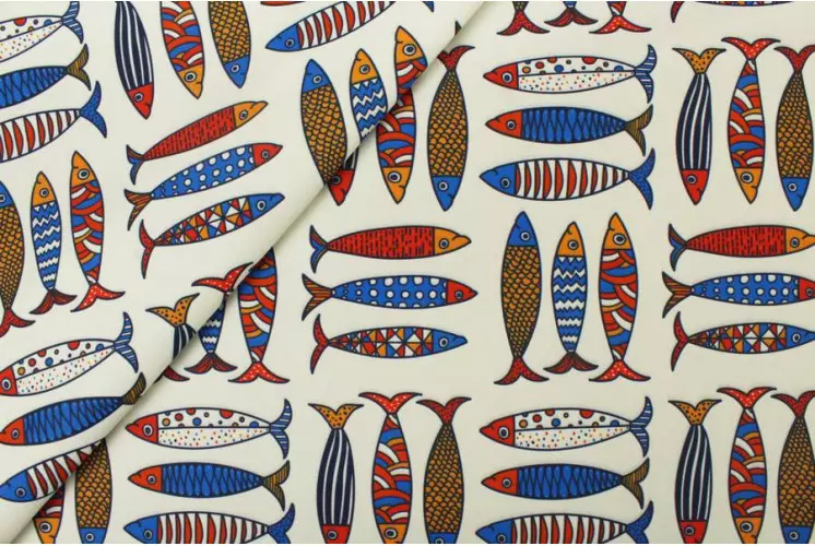 TOILE NAPPAGE ANTI-TACHES POISSONS BLANC