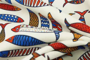 TOILE NAPPAGE ANTI-TACHES POISSONS BLANC