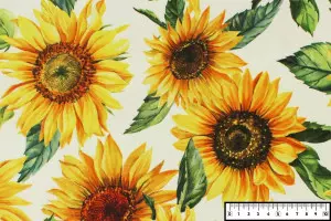 TOILE NAPPAGE ANTI-TACHES TOURNESOLS BLANC