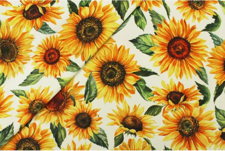 TOILE NAPPAGE ANTI-TACHES TOURNESOLS BLANC