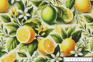 TOILE NAPPAGE ANTI-TACHES CITRONS BLANC