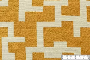 TISSU JACQUARD LABYRINTHE MOUTARDE