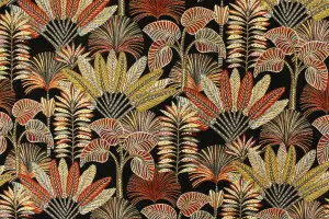 TISSU JACQUARD TROPICAL MAJORQUE NOIR