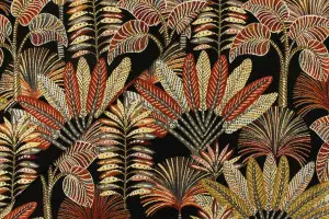 TISSU JACQUARD TROPICAL MAJORQUE NOIR