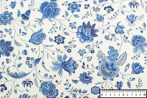 TOILE ENDUITE PROVENCAL INDIENNE FLEURS BLANC