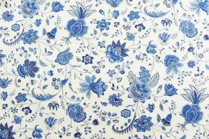 TOILE ENDUITE PROVENCAL INDIENNE FLEURS BLANC