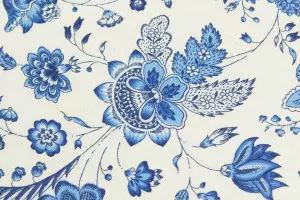 TOILE ENDUITE PROVENCAL INDIENNE FLEURS BLANC