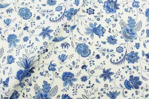 TOILE ENDUITE PROVENCAL INDIENNE FLEURS BLANC