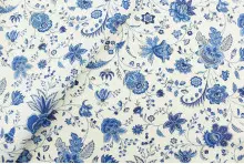 TOILE ENDUITE PROVENCAL INDIENNE FLEURS BLANC