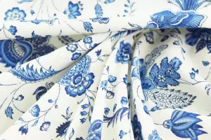 TOILE ENDUITE PROVENCAL INDIENNE FLEURS BLANC