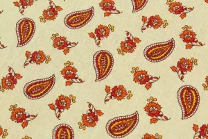 TISSU PROVENCAL ARLESIENNE ORANGE / IVOIRE