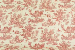 TISSU COTON TOILE DE JOUY ROSE