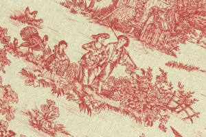 TISSU COTON TOILE DE JOUY ROSE