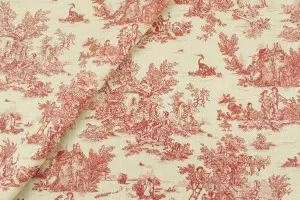 TISSU COTON TOILE DE JOUY ROSE