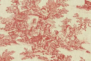 TISSU COTON TOILE DE JOUY ROSE