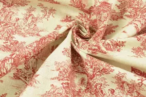 TISSU COTON TOILE DE JOUY ROSE