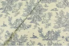 TISSU COTON TOILE DE JOUY BLEU