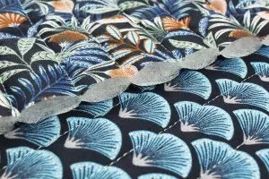 TISSU MATELASSÉ VÉGÉTATION OASIS BLEU